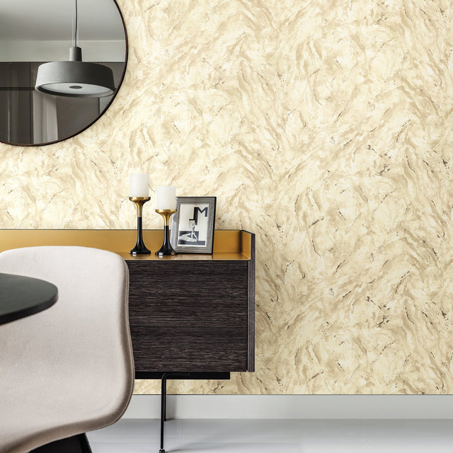 Titania Gold Marble Texture Wallpaper with Metallic Abstract Stone Motif - Brewster 2927-00103