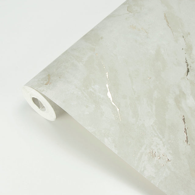 Titania Taupe Marble Texture Wallpaper with Metallic Stone Motif - Brewster 2927-00104