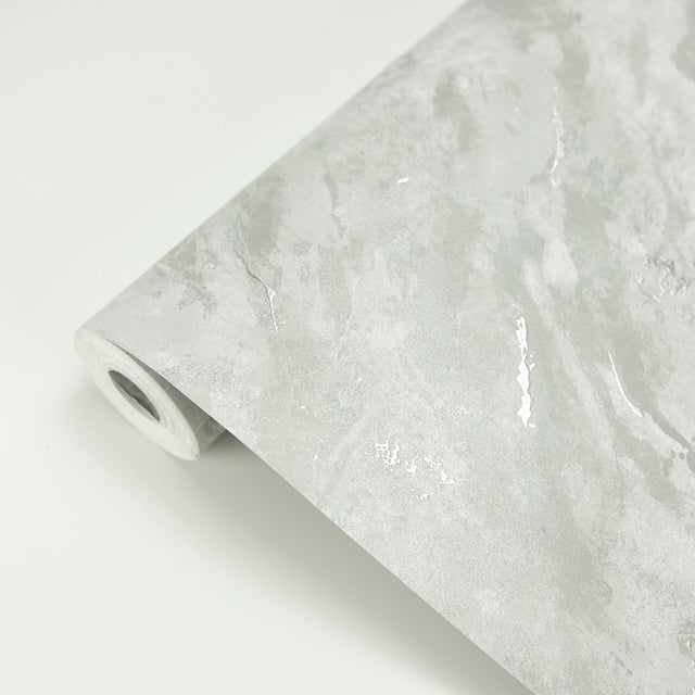 Titania Silver Marble Texture Wallpaper with Metallic Abstract Stone Motif - Brewster 2927-00106