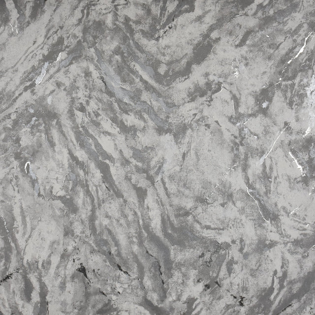 Titania Pewter Marble Texture Wallpaper with Metallic Marble Motif - Brewster 2927-00107