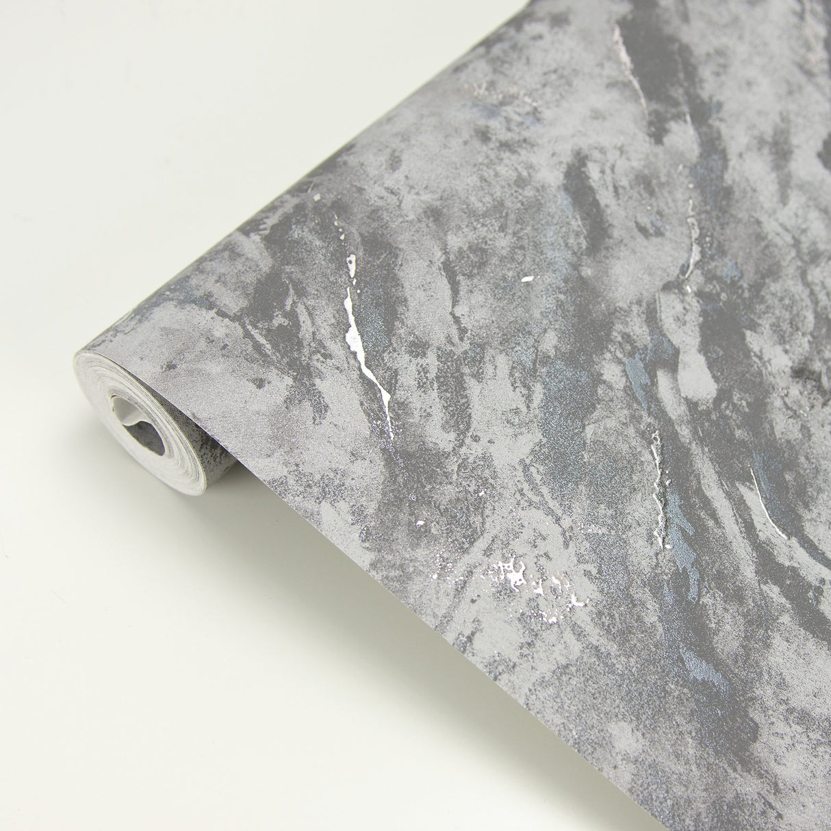 Titania Pewter Marble Texture Wallpaper with Metallic Marble Motif - Brewster 2927-00107