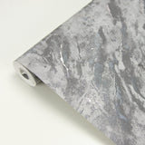 Titania Pewter Marble Texture Wallpaper with Metallic Marble Motif - Brewster 2927-00107
