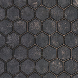 Starling Charcoal Honeycomb Wallpaper with Metallic Geometric Hexagon Pattern - Brewster 2927-00403