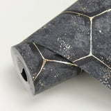Starling Charcoal Honeycomb Wallpaper with Metallic Geometric Hexagon Pattern - Brewster 2927-00403