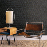 Starling Charcoal Honeycomb Wallpaper with Metallic Geometric Hexagon Pattern - Brewster 2927-00403