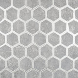 Starling Pewter Honeycomb Wallpaper with Metallic Geometric Pattern - Brewster 2927-00404