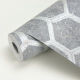 Starling Pewter Honeycomb Wallpaper with Metallic Geometric Pattern - Brewster 2927-00404