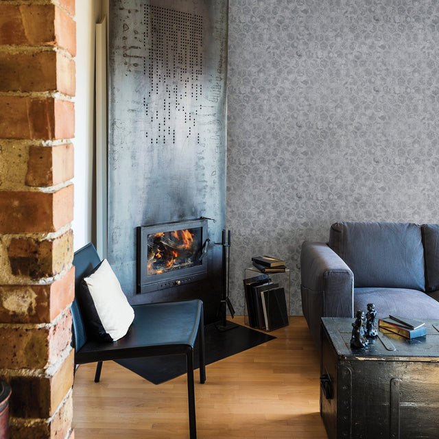 Starling Pewter Honeycomb Wallpaper with Metallic Geometric Pattern - Brewster 2927-00404