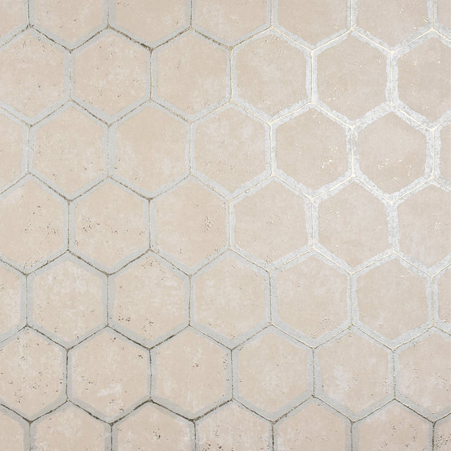 Starling Copper Honeycomb Wallpaper with Metallic Geometric Pattern - Brewster 2927-00405
