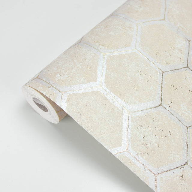 Starling Copper Honeycomb Wallpaper with Metallic Geometric Pattern - Brewster 2927-00405
