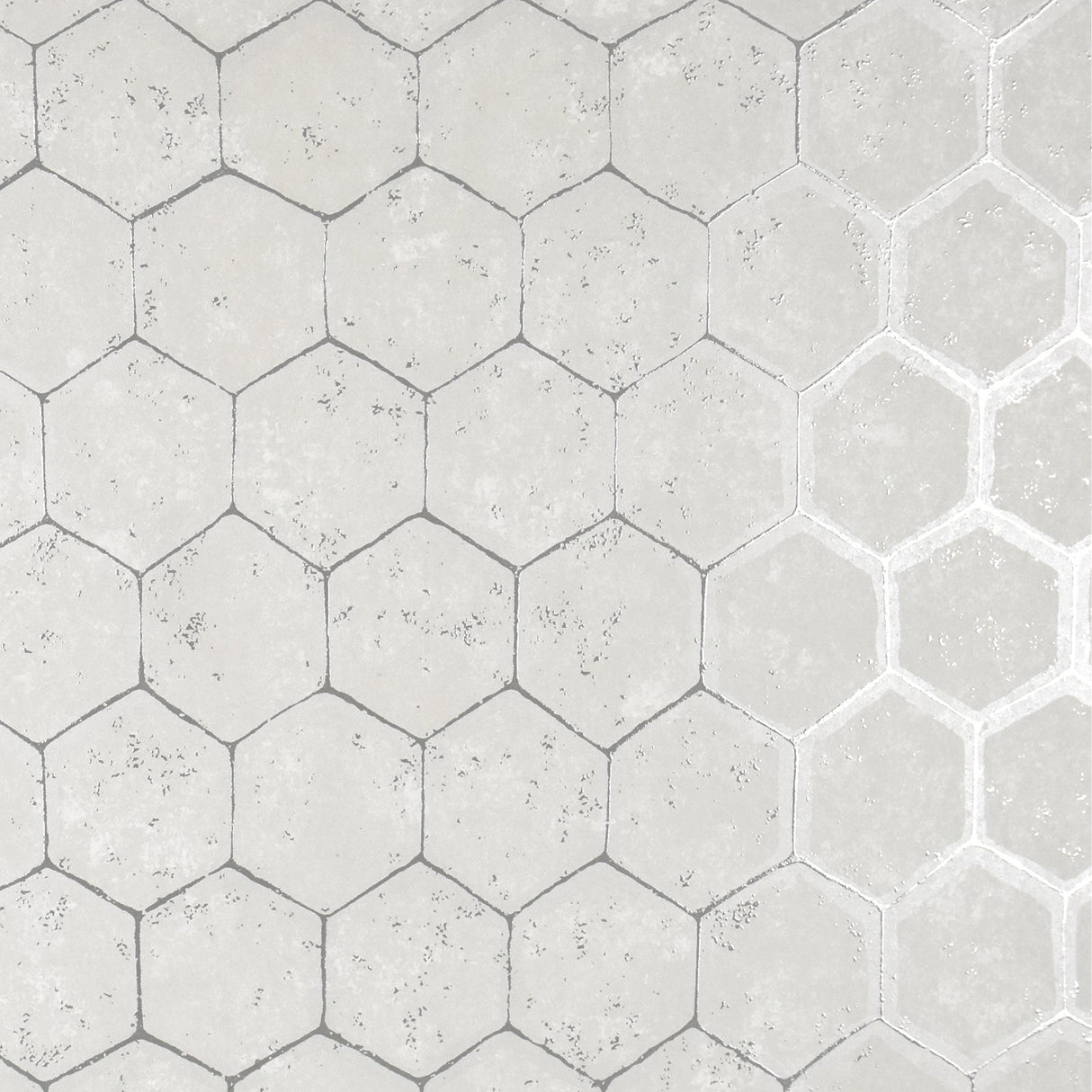 Starling Silver Honeycomb Wallpaper with Metallic Geometric Motif - Brewster 2927-00406