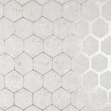 Starling Silver Honeycomb Wallpaper with Metallic Geometric Motif - Brewster 2927-00406