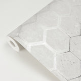 Starling Silver Honeycomb Wallpaper with Metallic Geometric Motif - Brewster 2927-00406