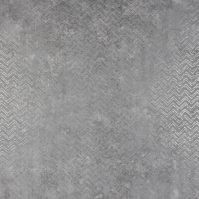 Luna Pewter Distressed Chevron Wallpaper with Metallic Abstract Chevron Motif - Brewster 2927-00602