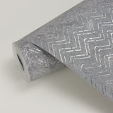 Luna Pewter Distressed Chevron Wallpaper with Metallic Abstract Chevron Motif - Brewster 2927-00602