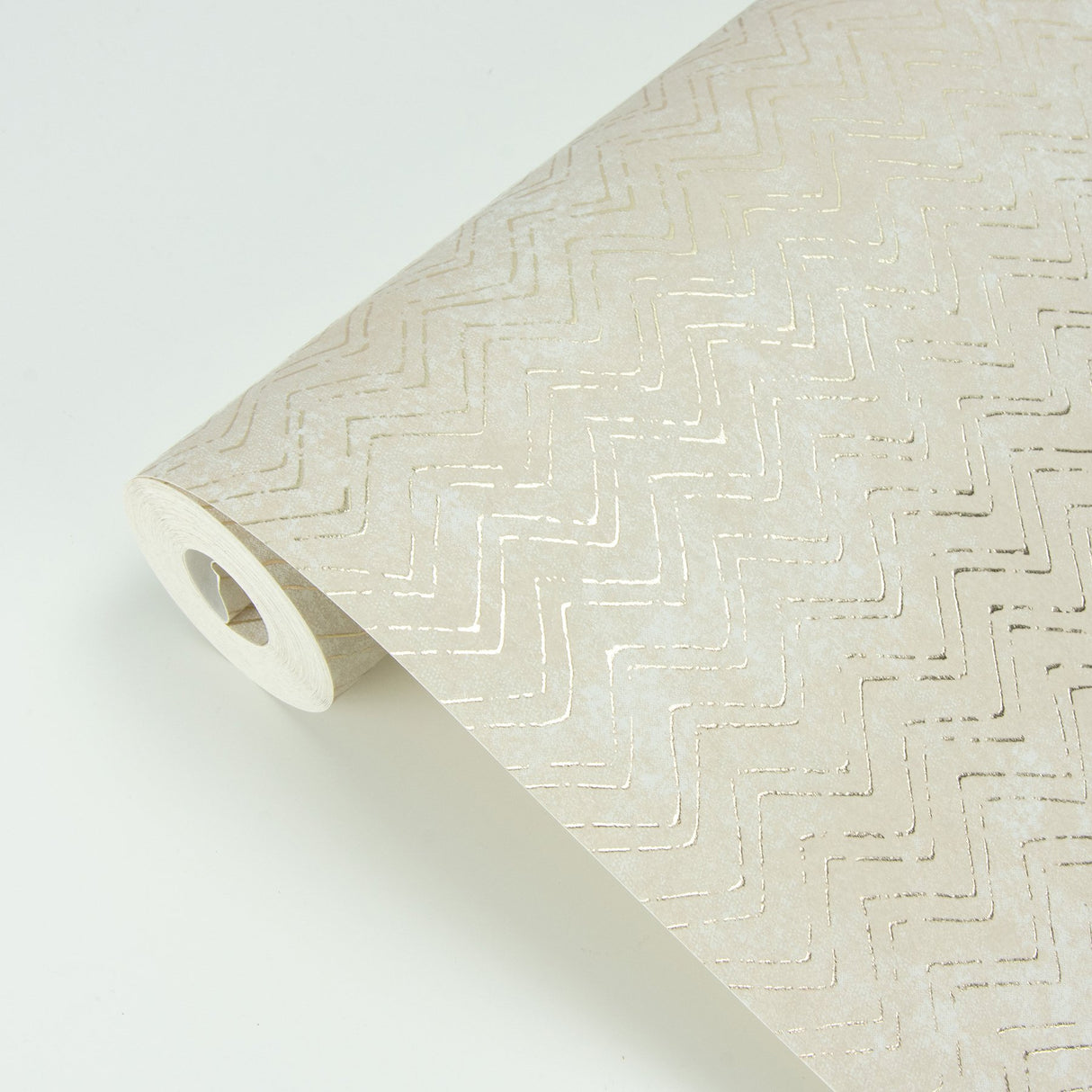 Luna Copper Distressed Chevron Wallpaper with Metallic Abstract Chevron Pattern - Brewster 2927-00603