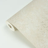Luna Copper Distressed Chevron Wallpaper with Metallic Abstract Chevron Pattern - Brewster 2927-00603