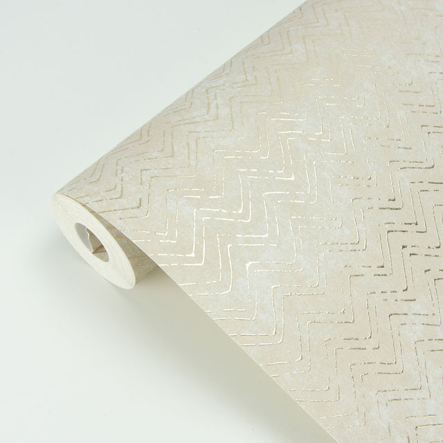 Luna Copper Distressed Chevron Wallpaper with Metallic Abstract Chevron Pattern - Brewster 2927-00603