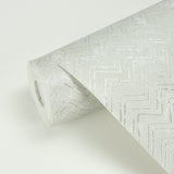 Luna Platinum Distressed Chevron Wallpaper with Metallic Effect - Brewster 2927-00604