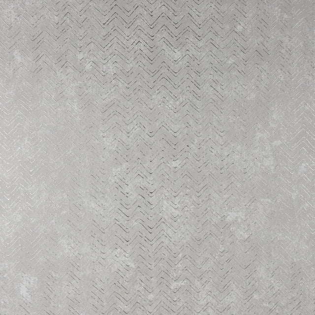 Luna Silver Distressed Chevron Wallpaper with Metallic Modern Abstract Pattern - Brewster 2927-00607