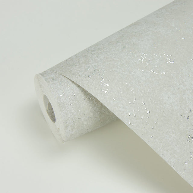 Drizzle Silver Speckle Wallpaper with Metallic Distressed Texture - Brewster 2927-00702