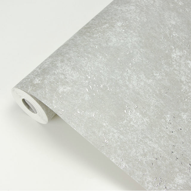 Drizzle Light Grey Speckle Wallpaper with Metallic Distressed Texture - Brewster 2927-00704