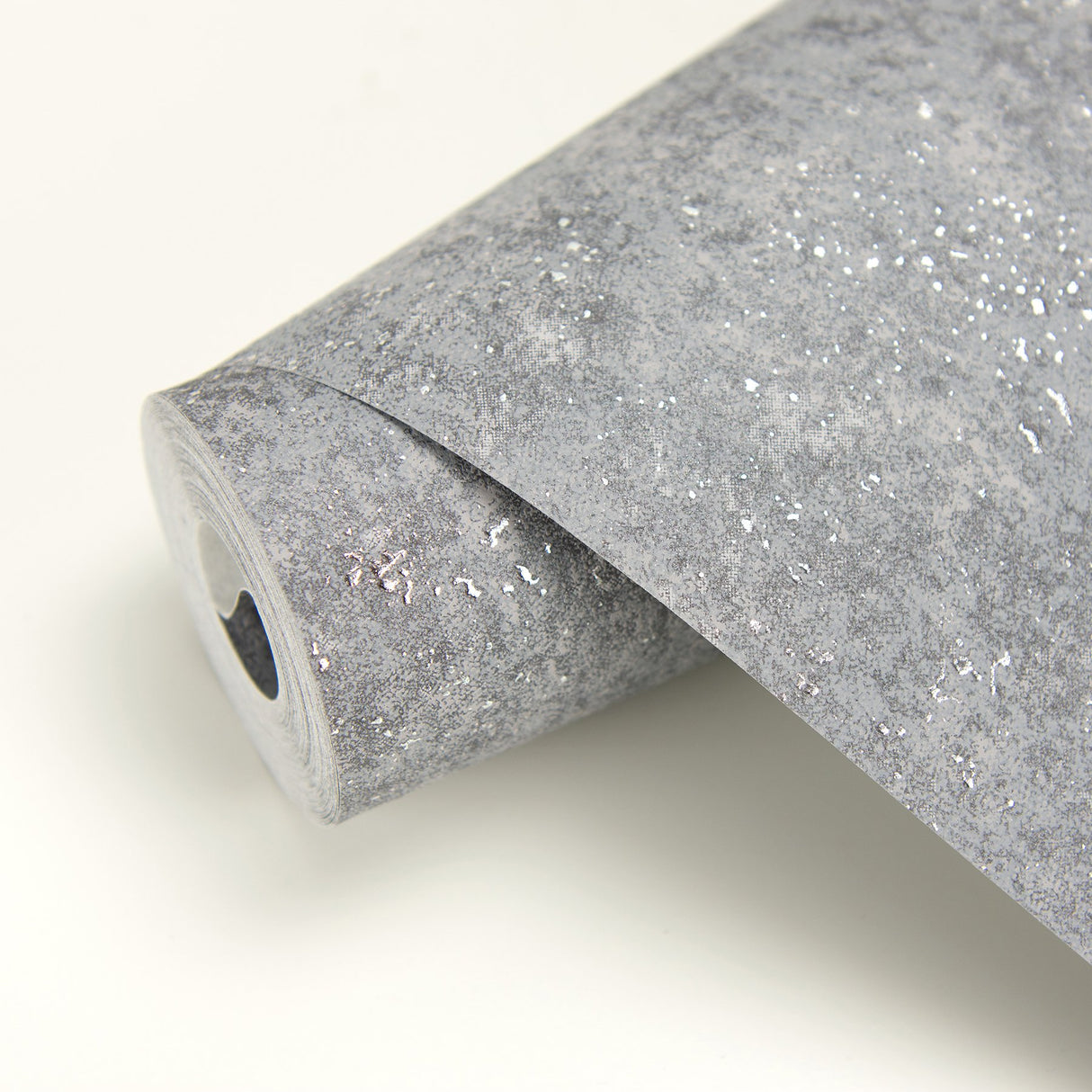 Drizzle Pewter Speckle Wallpaper with Metallic Distressed Texture - Brewster 2927-00706