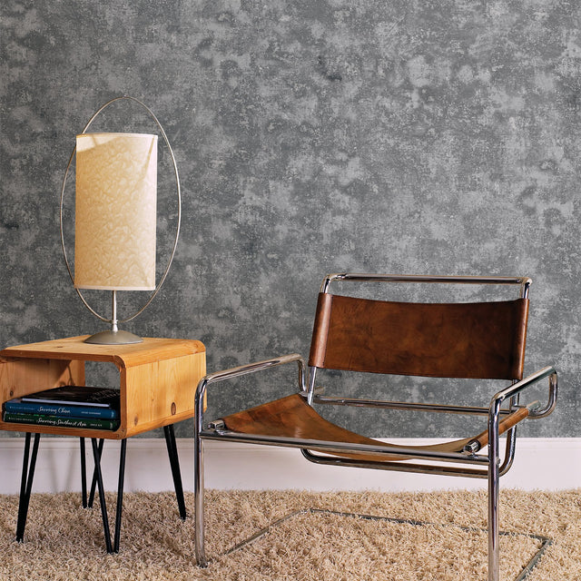 Drizzle Pewter Speckle Wallpaper with Metallic Distressed Texture - Brewster 2927-00706