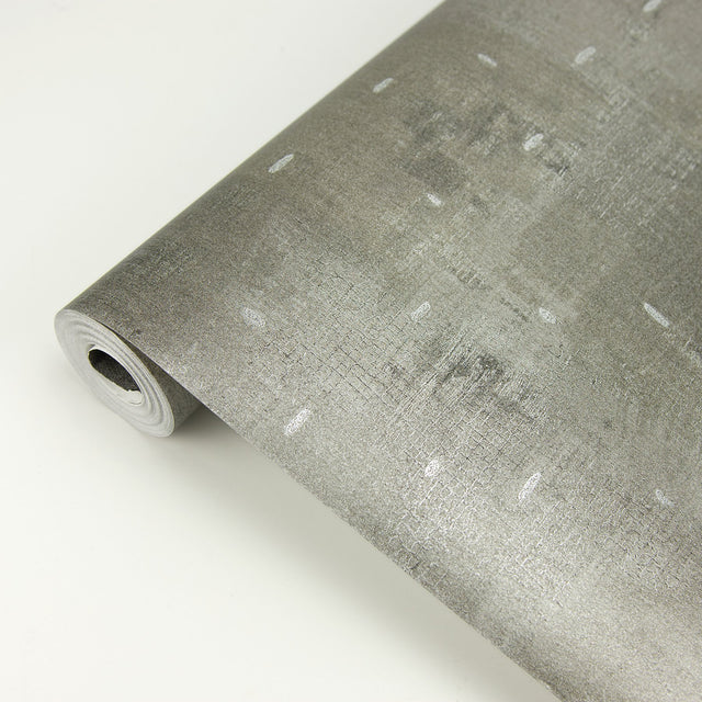 Portia Pewter Distressed Texture Wallpaper with Metallic Abstract Industrial Style - Brewster 2927-10301