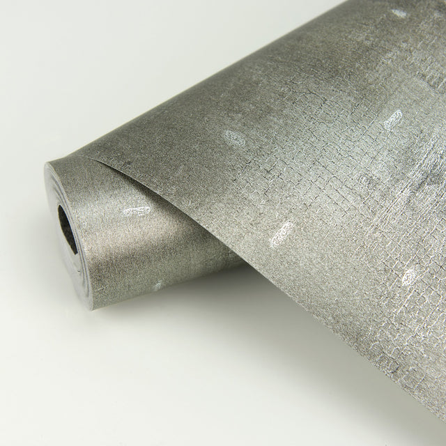Portia Pewter Distressed Texture Wallpaper with Metallic Abstract Industrial Style - Brewster 2927-10301