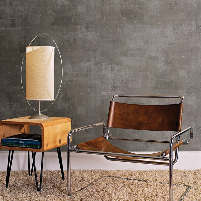 Portia Pewter Distressed Texture Wallpaper with Metallic Abstract Industrial Style - Brewster 2927-10301
