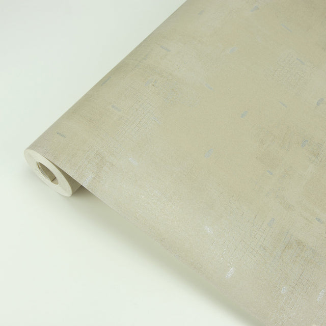 Portia Beige Distressed Texture Wallpaper with Metallic Abstract Industrial Style - Brewster 2927-10302