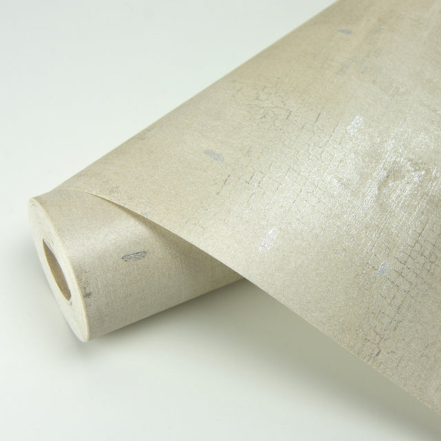 Portia Beige Distressed Texture Wallpaper with Metallic Abstract Industrial Style - Brewster 2927-10302