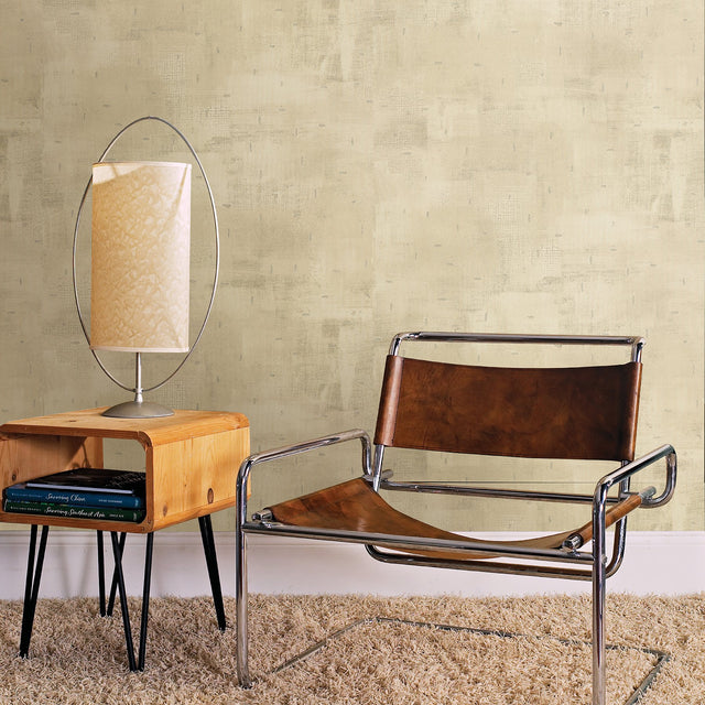 Portia Beige Distressed Texture Wallpaper with Metallic Abstract Industrial Style - Brewster 2927-10302