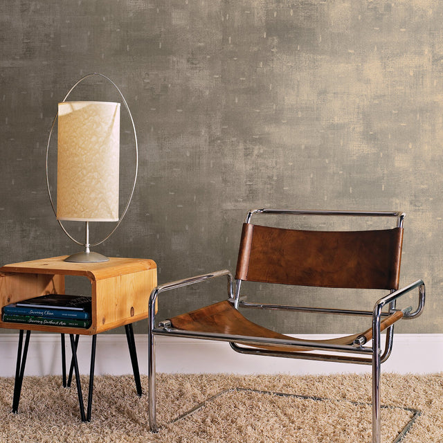 Portia Gold Distressed Texture Wallpaper with Metallic Abstract Industrial Style - Brewster 2927-10303