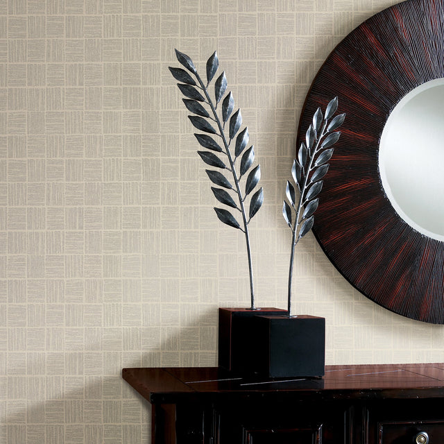 Glint Cream Distressed Geometric Wallpaper with Metallic Abstract Glam Style - Brewster 2927-10502