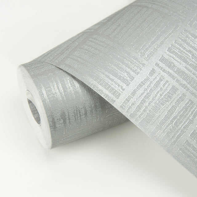 Glint Silver Distressed Geometric Wallpaper with Metallic Glam Abstract Pattern - Brewster 2927-10504