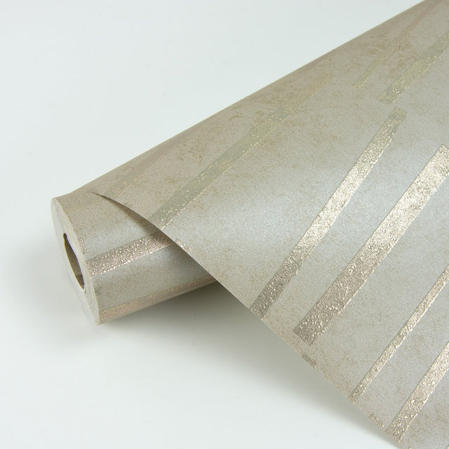 Luminescence Gold Abstract Stripe Wallpaper with Metallic Geometric Motif - Brewster 2927-10601