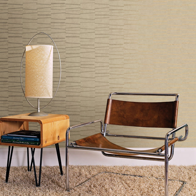 Luminescence Gold Abstract Stripe Wallpaper with Metallic Geometric Motif - Brewster 2927-10601