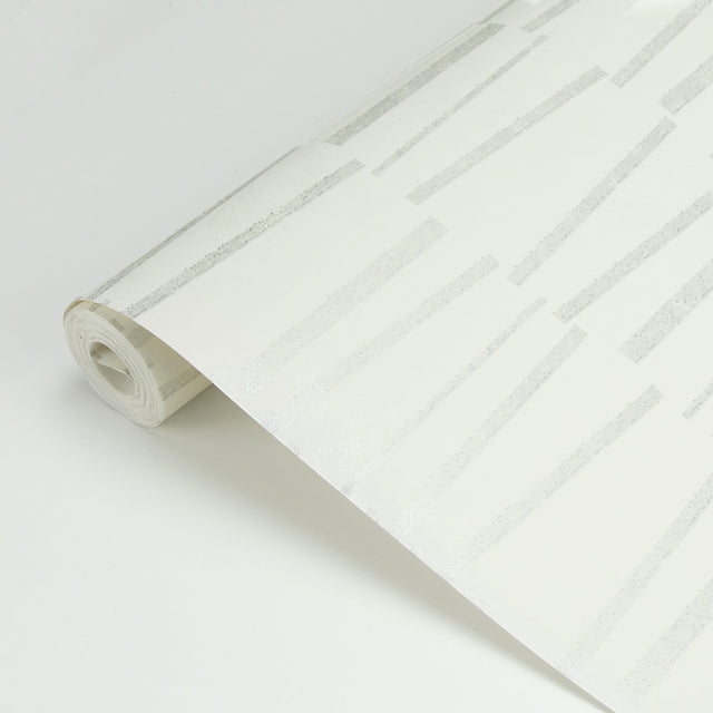 Luminescence Cream Abstract Stripe Wallpaper with Metallic Geometric Stripes - Brewster 2927-10603