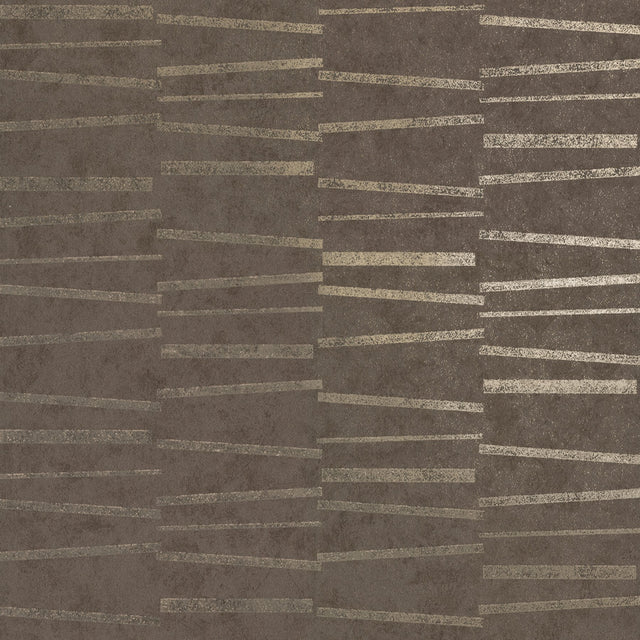 Luminescence Brown Abstract Stripe Wallpaper with Metallic Geometric Motif - Brewster 2927-10605