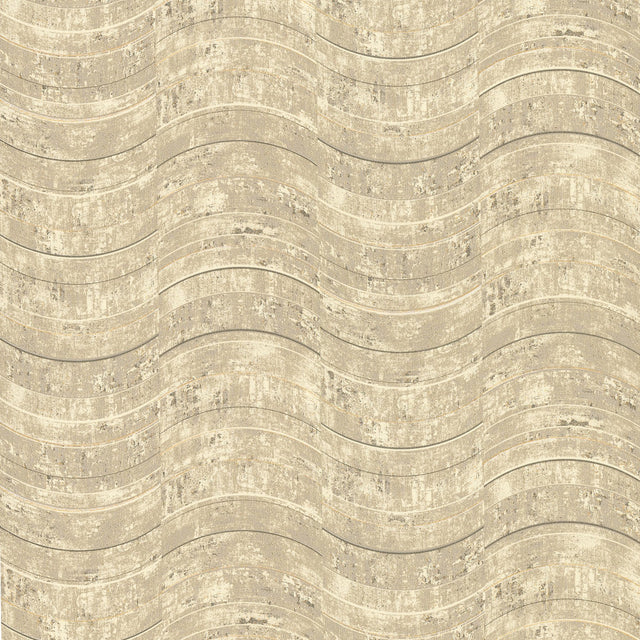 Hydra Taupe Geometric Wallpaper with Abstract Modern Wave Motif - Brewster 2927-10802