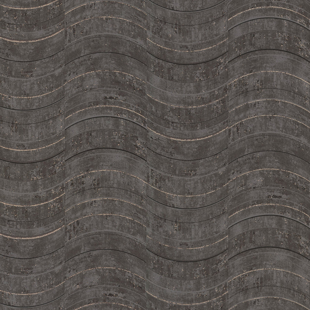 Hydra Dark Grey Geometric Wallpaper with Metallic Abstract Wave Pattern - Brewster 2927-10803