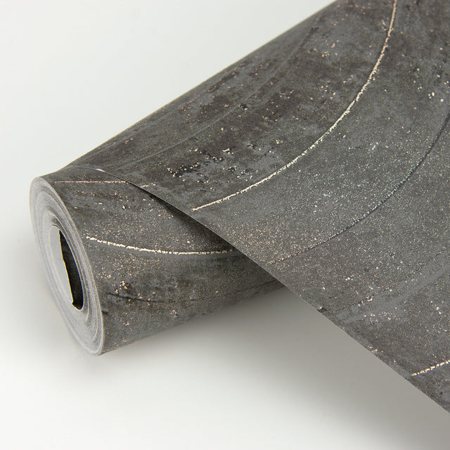 Hydra Dark Grey Geometric Wallpaper with Metallic Abstract Wave Pattern - Brewster 2927-10803