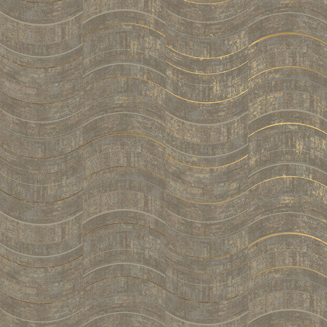Hydra Light Grey Geometric Wallpaper with Metallic Abstract Wave - Brewster 2927-10804