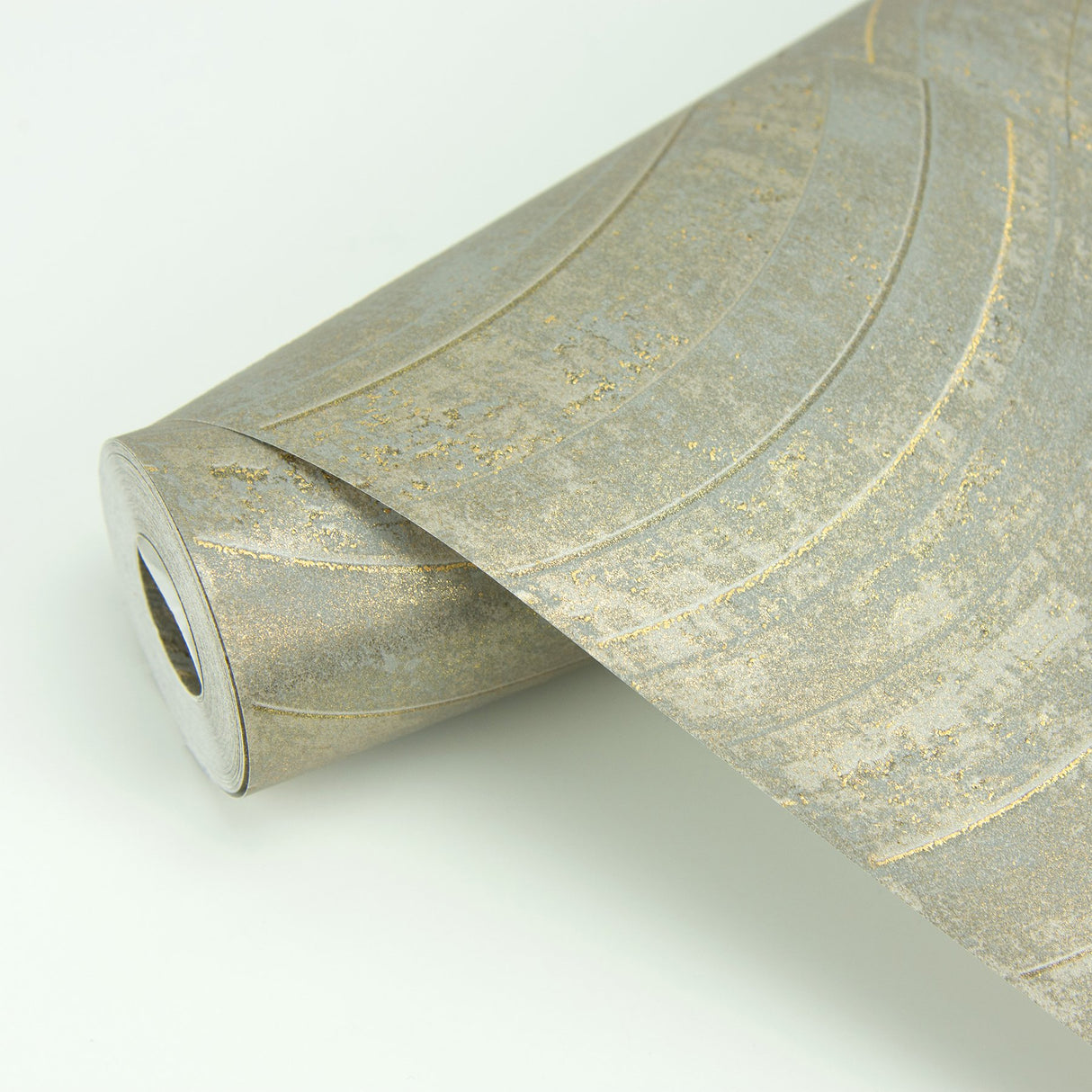 Hydra Light Grey Geometric Wallpaper with Metallic Abstract Wave - Brewster 2927-10804