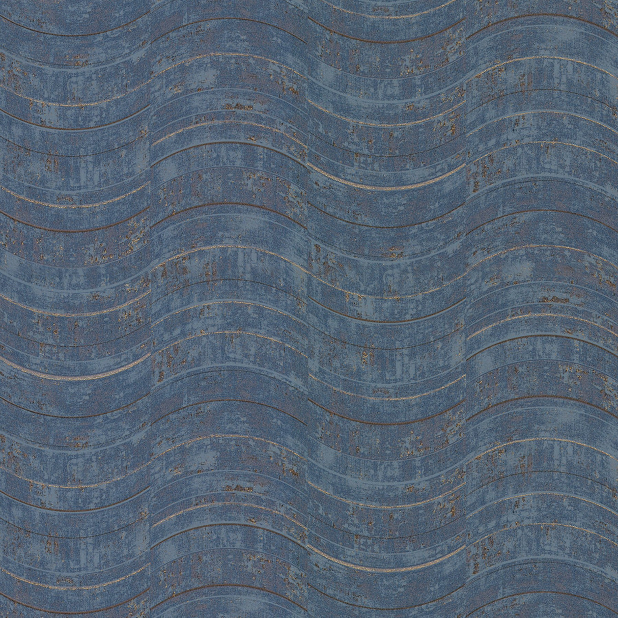 Hydra Blue Geometric Wallpaper with Abstract Wavy Stripe Motif - Brewster 2927-10805