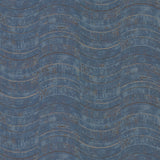 Hydra Blue Geometric Wallpaper with Abstract Wavy Stripe Motif - Brewster 2927-10805