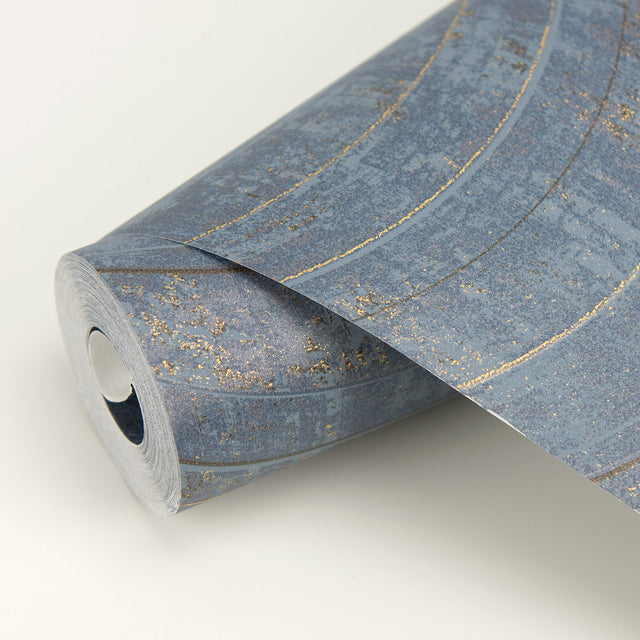 Hydra Blue Geometric Wallpaper with Abstract Wavy Stripe Motif - Brewster 2927-10805