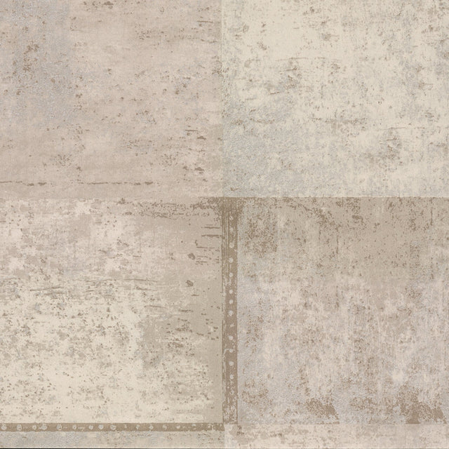 Vela Taupe Distressed Geometric Wallpaper with Metallic Abstract Geometric Pattern - Brewster 2927-10901